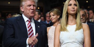 US Republican Presidential Candidate Donald Trump arrives with daughter Ivanka at the Republican National Convention in Cleveland, Ohio, on July 20, 2016. / AFP / Jim WATSON        (Photo credit should read JIM WATSON/AFP/Getty Images)