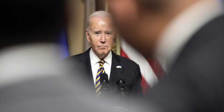 Joe Biden during a news conference at the White House, on Dec. 12, 2023.